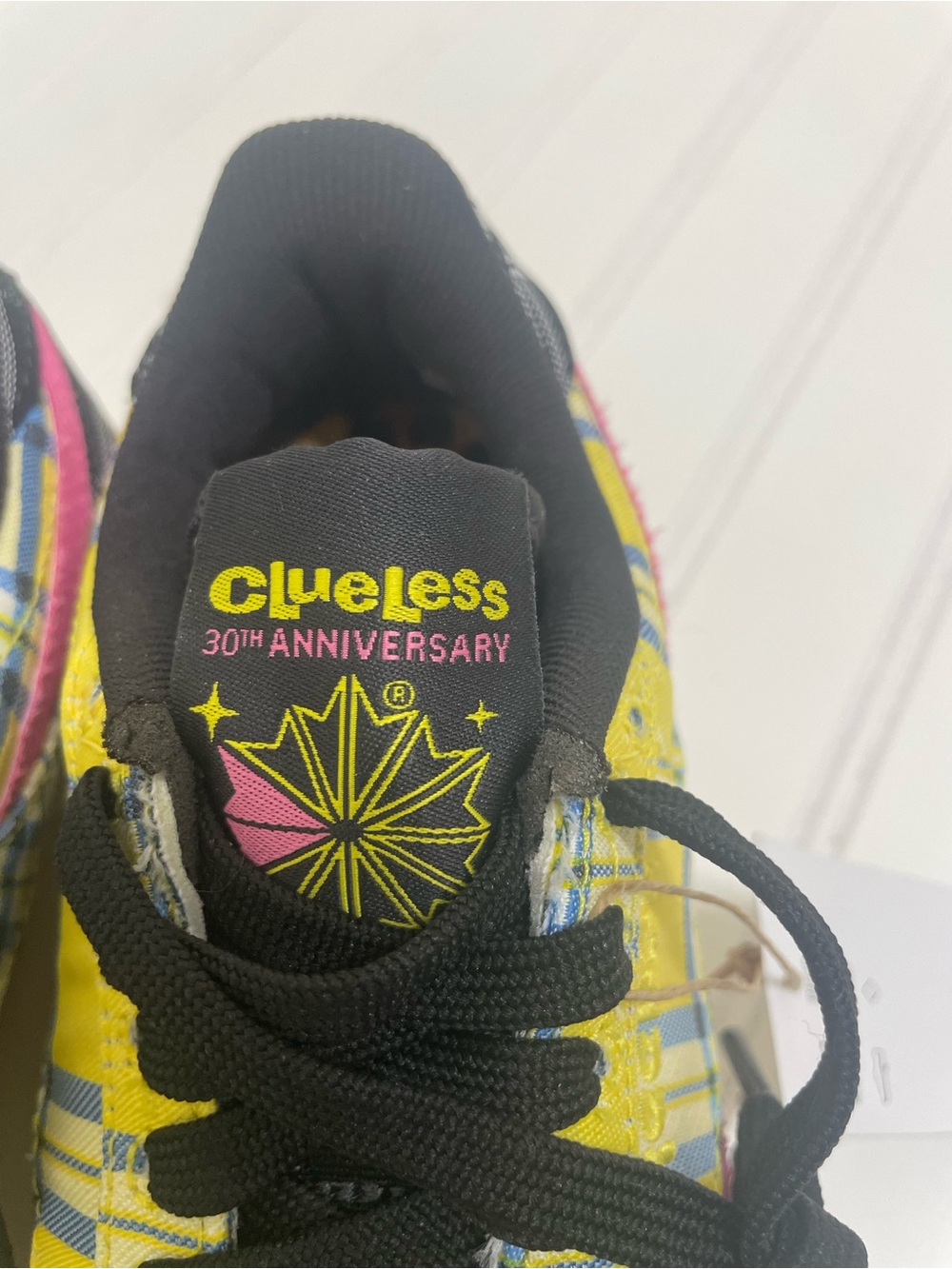 Reebok x Clueless Plaid Low-Top Sneakers - Yellow, Black & Pink women size 5.5 - Picture 11 of 13